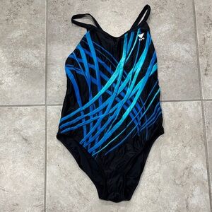 TYR Black Swimsuit with Vibrant Blue Accents